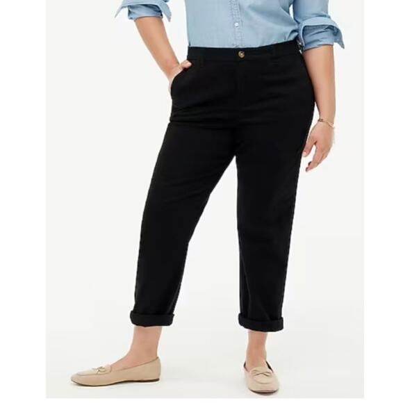 J. Crew Factory Pants Womens High-Rise Girlfriend Chino Preppy Black Size 22 NEW - Picture 1 of 10